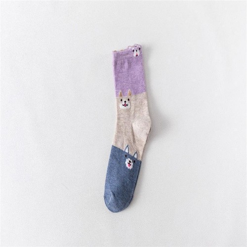 Women Girls Casual Cartoon Socks, candy color Lovely Animal Socks, Gradient - Picture 5 of 14
