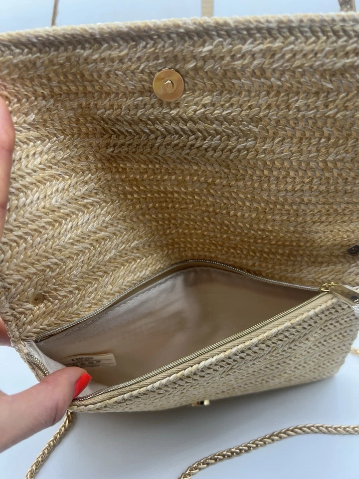 NWOT Dior VIP Limited Edition Raffia Clutch, Shoulder Bag Crossbody +Scarf Chain - image 2 of 3