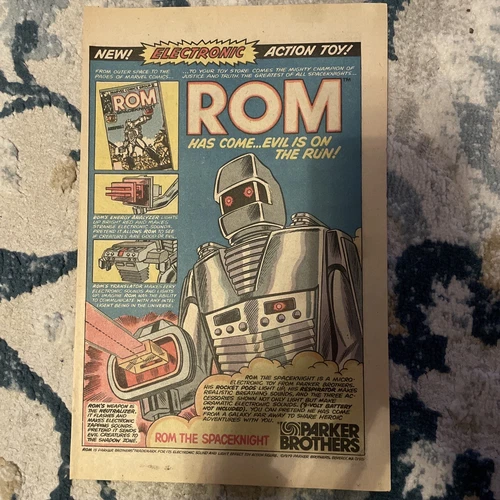 Original Comic Book Ad ROM Parker Bro Toy Ad