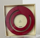 Pier 1 Imports Red Leather Round Photo Frame Fits 4" Picture