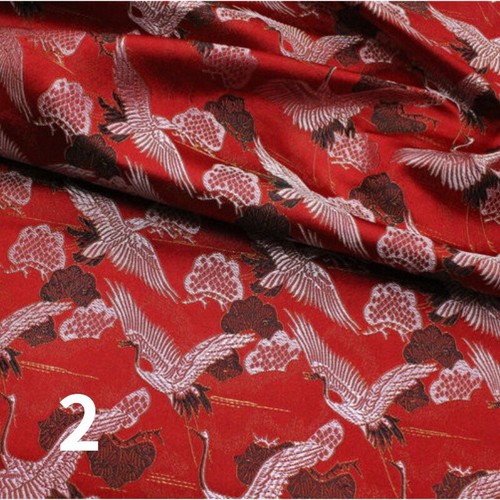 75*100cm Chinese Brocade Damask Fabric Embroidery Crane Craft for Cheongsam DIY - Picture 1 of 20