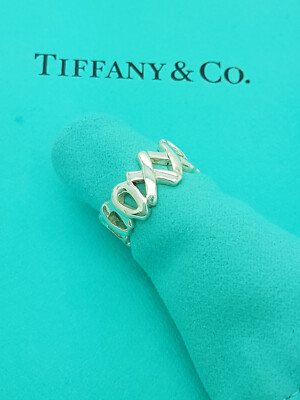 Tiffany & Co. Silver Signature XO Love Kiss Ring size L UK, 5.75