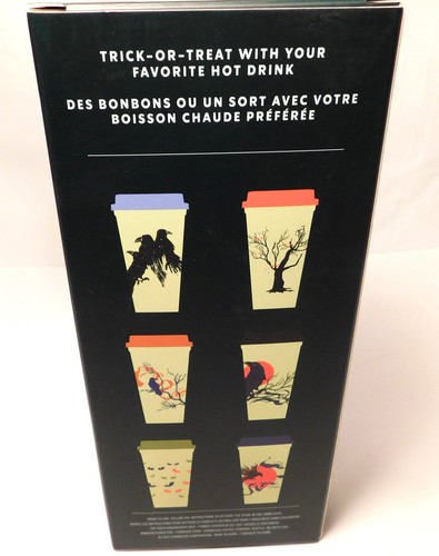 Starbucks Halloween 2022 Set di 6 tazze calde riutilizzabili Glow In The Dark Limited NUOVE - Foto 3 di 4