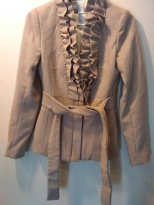 trim about decree flounce with 2 ruffle jacket belt brown  H&M size  taupe eBay