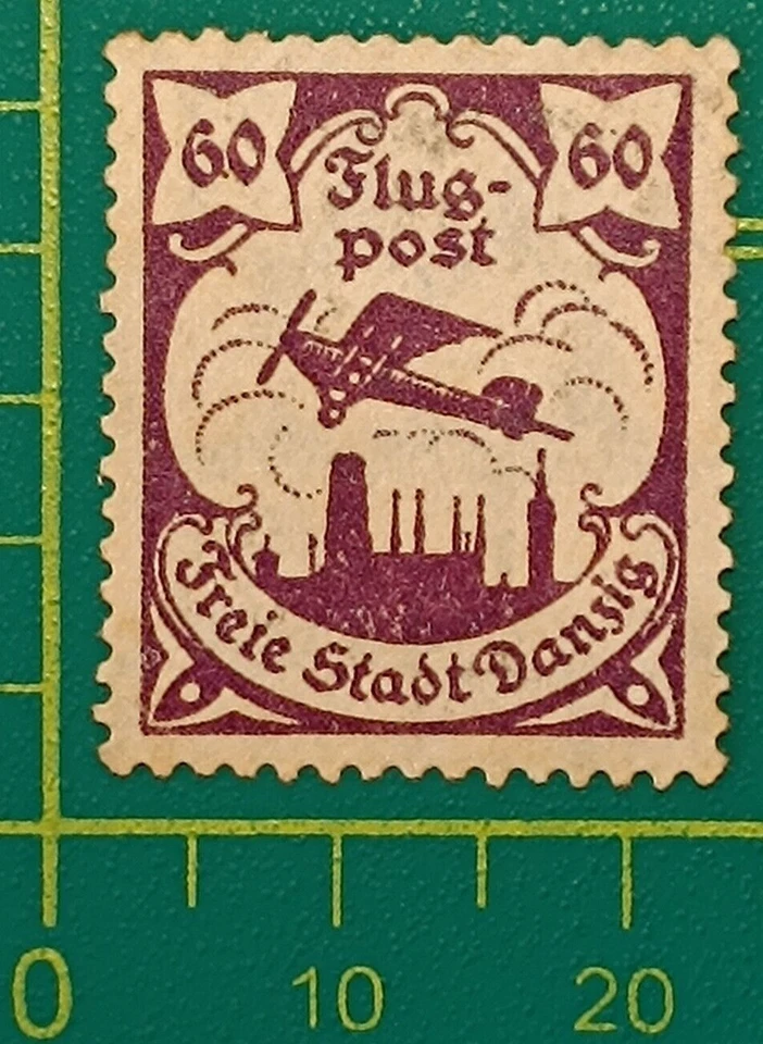 Gdansk stamp 1921-22, DANZIG-Sc AP3 #C5 60pf dk violet, Perf. 14, Wmk. 108, MH - Image 4 of 4