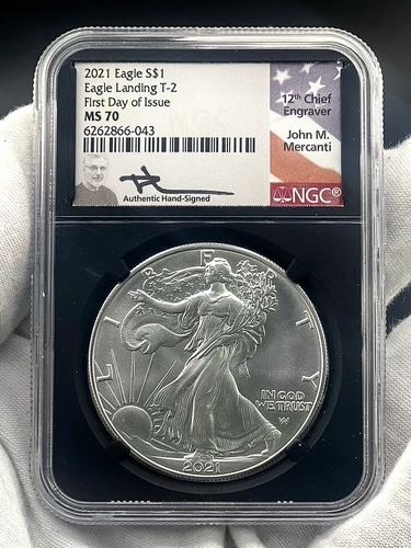 2021 $1 (P) Silver Eagle Type 2 Struck at Philadelphia NGC MS70 FDOI Mercanti