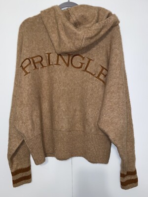 H&M X Pringle Of Scotland Women s Hoodie Xlarge Camel Tan Wool Blend
