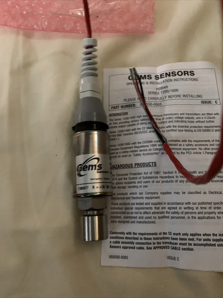GEMS Sensors PSIBAR SERIES 1200/1600 P/N 560550-0065 CONDITION IS NEW