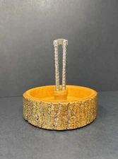 Handmade Wood Treebark Nut Cracker Bowl Live Edge 2 Pc Set 70s VTG Rustic Retro