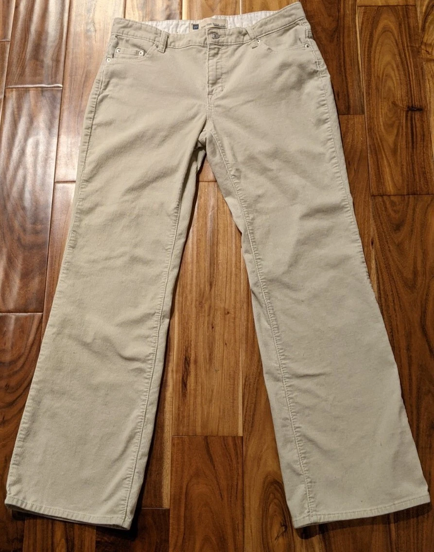 Women's Gap Low Rise Bootcut Light Beige Khaki Corduroy Pants Size 12