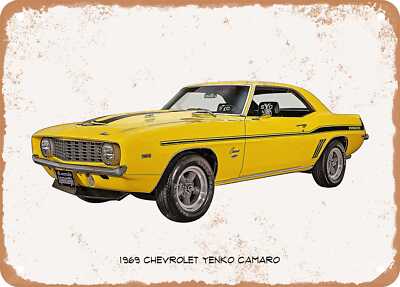 Classic Car Art - 1969 Chevy Yenko Camaro Oil Painting - Rusty Look ...