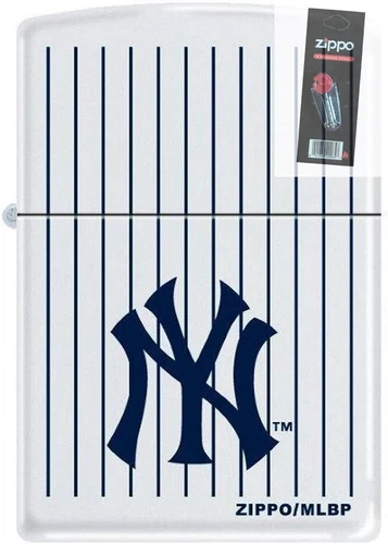 Zippo 01998 New York Yankees Logo White Matte  Lighter + FLINT PACK