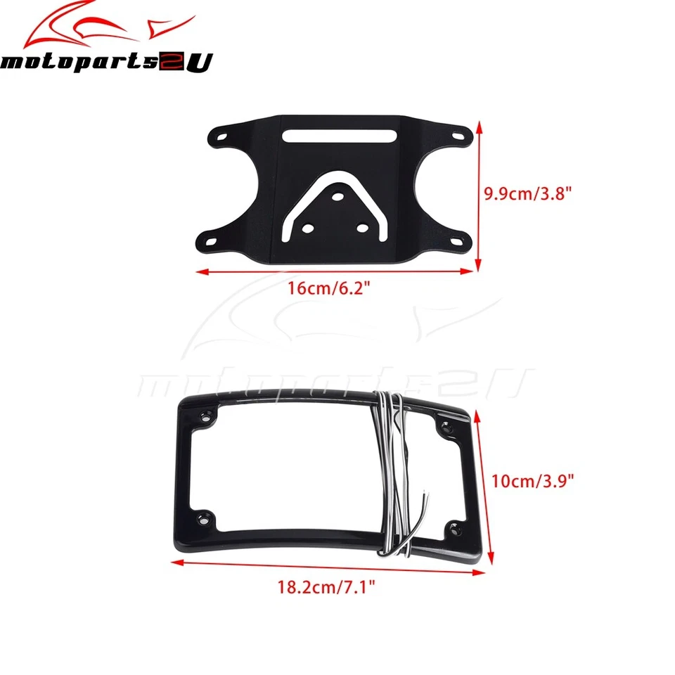 Curved Laydown License Plate Mounted & LED Light Plate Frame for Harley-Davidson - Image 2 of 4