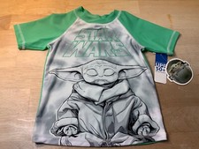 New Boy's Star Wars/Mandalorian with Grogu Swim Tee Sz S-UPF 50 CUTE