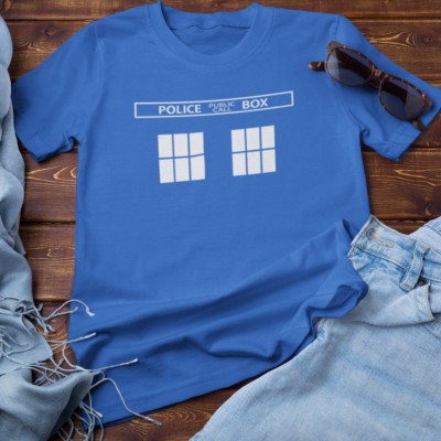 POLIZEIBOX / TARDIS T-SHIRT ALLE GRÖSSEN (BBC Dr Who Cult TV 80er Sci Fi 70er Doctor)