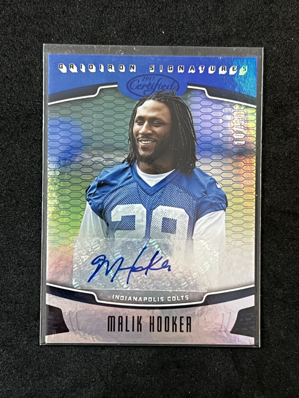 Malik Hooker Panini Prizm Rookie Autographs #MH Blue Wave