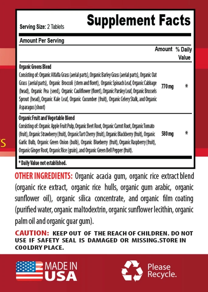 superfood powder tablets - ORGANIC GREENS COMPLEX - detoxifying formula 2B - Image 2 of 4