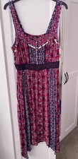 Roman Originals strappy pink blue patterned summer sequin midi dress size 14