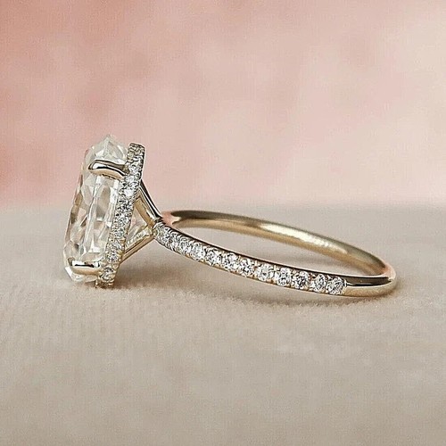 Beautifully 3CT Oval Cut Diamond Wedding Solitaire Ring Lab Created 925 Silver - Picture 2 of 6