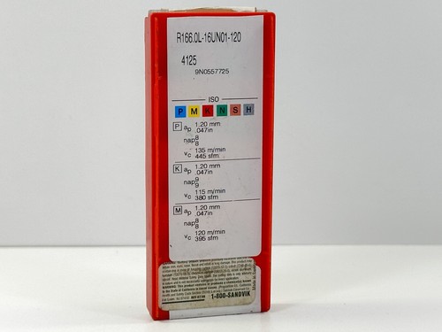 SANDVIK R166.0L-16UN01-120 New Carbide Threading Inserts Grade 4125 12pcs - Picture 2 of 2