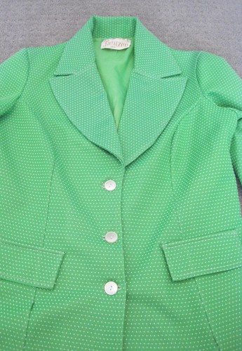 Vintage 1960's Jantzen 2 Piece Jacket and Pants Lime Green Polka Dot - Picture 5 of 11