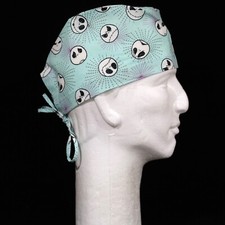 Jack Heads on Green Nightmare Before Christmas Theme Scrub Hat