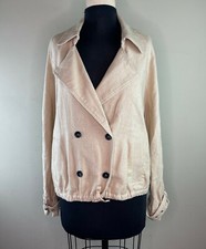 J.o.a. Los Angeles Beige Tan Linen Double Button Blazer Jacket M Medium