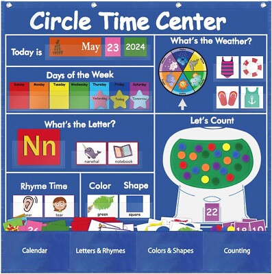 Circle Time Learning Center Pocket Chart Calendar for Classroom Homeschool