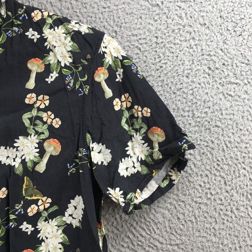 Pacsun Button Up Shirt Mens M Black Floral Short Sleeve Collared Button Front - Picture 4 of 14