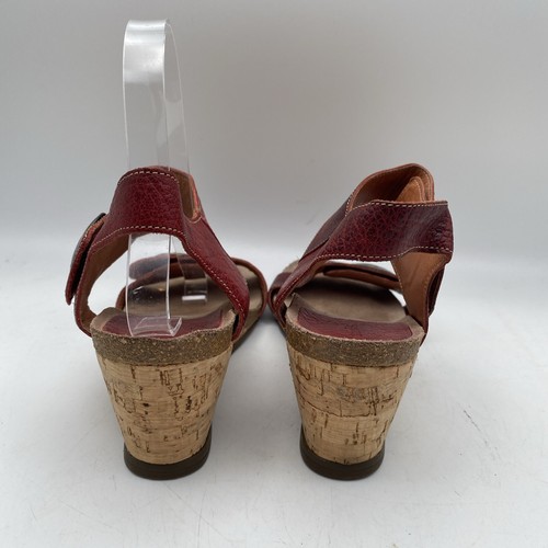 Taos Women Sandal Carousel 2 Size 8 Red Leather Wedge Heel Shoe Pre-Owned - Picture 9 of 12