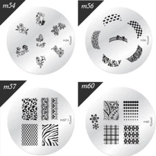4Pack Konad Stamping Nail Art Round Image Plate 54/56/57/60 For Konad Stamp Art