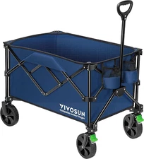 VIVOSUN Heavy Duty Folding Collapsible Wagon Utility Outdoor Camping Cart with U