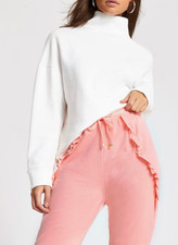 River Island Light Pink Ruffle Sides Loose Fit Joggers Pants For Women - RRP £30