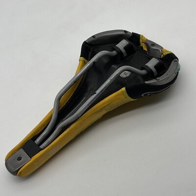 Selle Italia TRi Matic 2 Cuir Jaune - Selle Vélo Course Vintage Gel - Italie