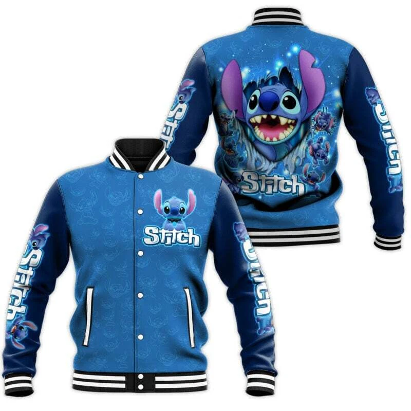 Ripped Stitch Pattern Baseball Jacket