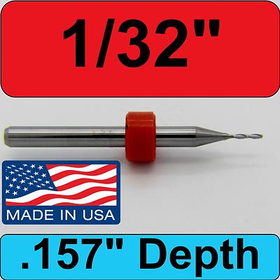 1/32'' Carbide Endmill Two Flute  .157 LOC * Made in USA * CNC 1600.0315.157 M107