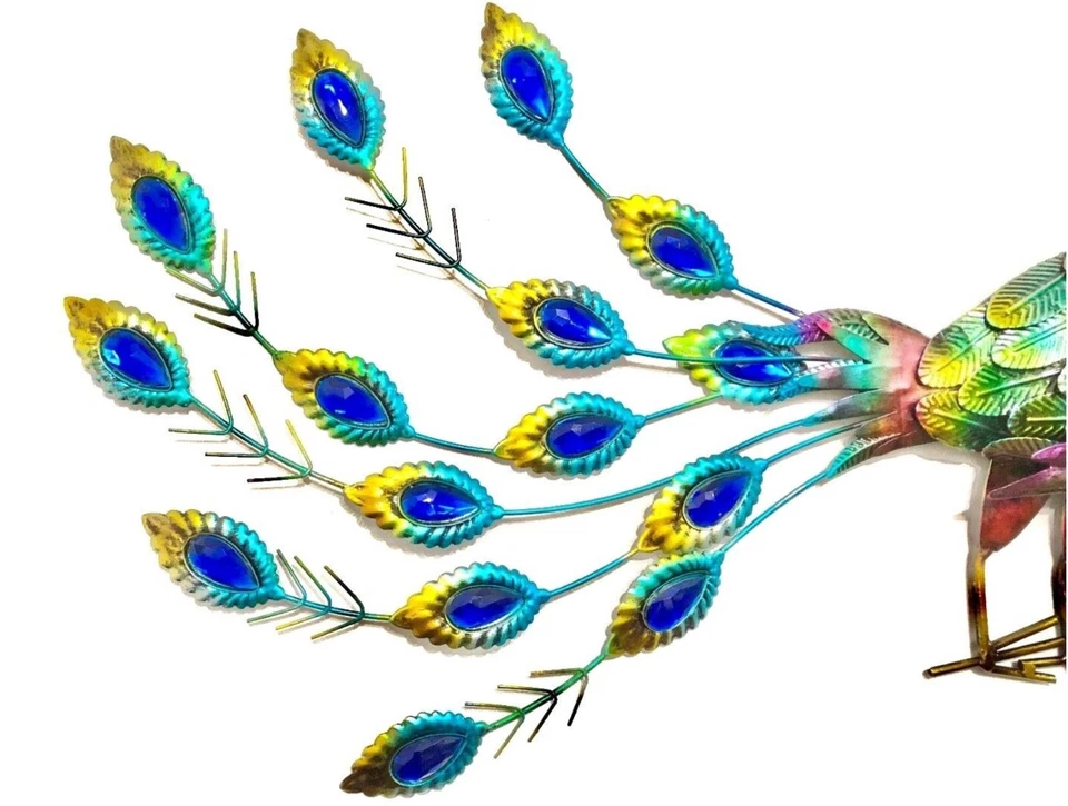 Large handcrafted metal peacock sculpture for a pond or indoor/outdoor garden. - Image 4 of 4