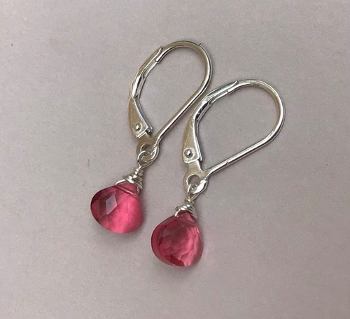 New Sterling Silver Pink Quartz Sundance charm artisan Jewelry handmade earrings - Picture 2 of 6