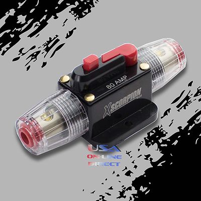 Marine Grade Gold Inline 12 Volt 80 Amp Power Circuit Breaker manual reset audio