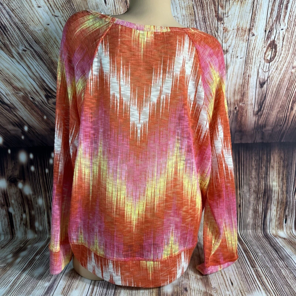 John Paul Richard Size Large Colorful Boho Open Knit Lightweight Sweater Top - Image 3 of 4