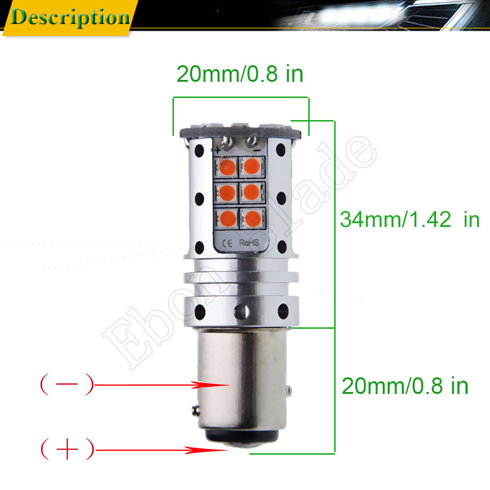 2 X CANBUS No Error 1157 BAY15D P21 5W RED LED BRAKE STOP TAIL LIGHT 2-x-canbus-no-error-1157-bay15d-p21-5w-red-led-brake-stop-tail-light