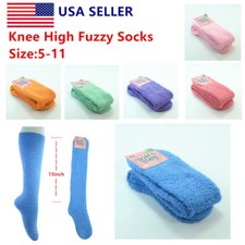 3 12pairs Women Winter Socks Cozy Fuzzy Slipper Long Fleece Knee High Lot Solid