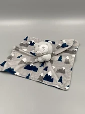 Baby Essentials Gray Plush Bear Lovey Mountains & Clouds Security Blanket No Tag