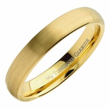 4mm or 6mm Gold Plated Brushed Tungsten Carbide Wedding Ring Half Dome Band