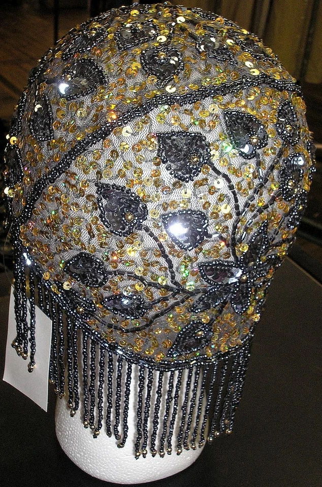 Головная шапка Джульетты с гематитом и золотым бисером ручной работы Adini - Изображение 2 из 3