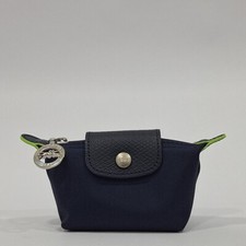 LONGCHAMP Le Pliage Green Cow Leather Trim Clutch Coin Purse Bilberry 16919P68