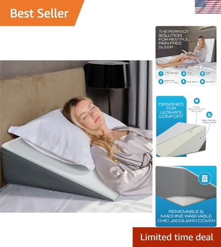 Luxury Memory Foam Bed Wedge Pillow for Sleep Apnea & Comfort - 7.5" Height