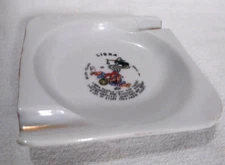 Vintage Ceramic Libra Astrology Ashtray Scales Clown Libra Limerick Ashtray