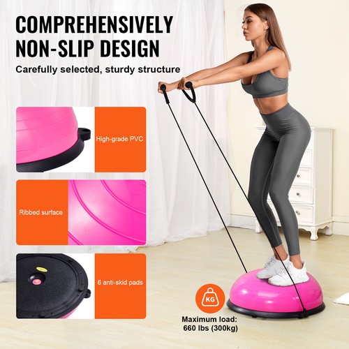 VEVOR 23" Half Exercise Ball Trainer Yoga Balance Stability Ball Resistance Band - Picture 4 of 12