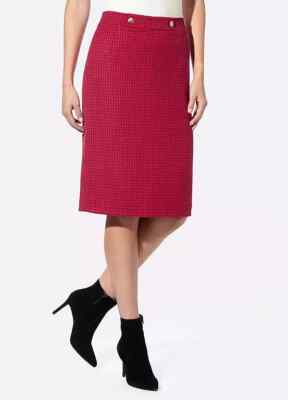 Heine Cherry Pink Check Midi Pencil Skirt  UK 14    (FJ49-9)